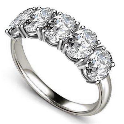 Ovale Diamant Fin bague en Or Blanc 14 Carats – vue principale