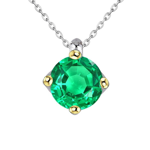 Pendentif Pierre Précieuse Or Bicolore 14 Carats avec Émeraude Fine – vue principale