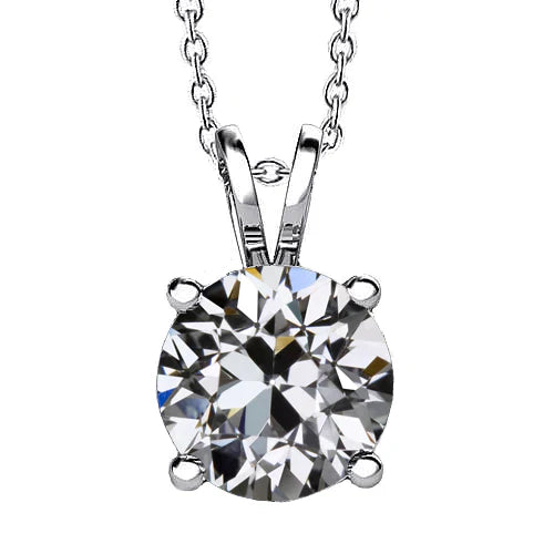 Diamant Coussin Antique Collier Pendentif en Or Blanc 14 Carats – vue principale