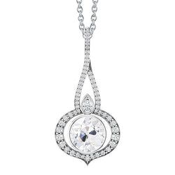 Diamant Fin Tige Torsadée Pendentif Goutte – 1,50 carats en Or