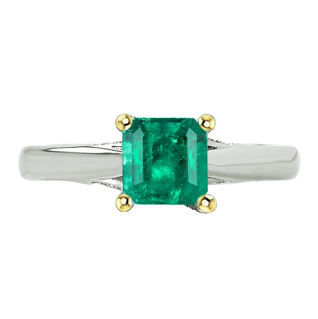 Fin Émeraude Colombienne Bague Pierre de Couleur 3 carats – vue principale