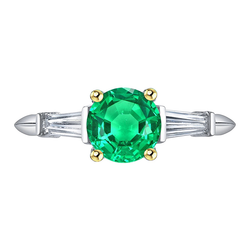 Bague avec Gemme Or Bicolore 14 Carats – Émeraude Colombienne