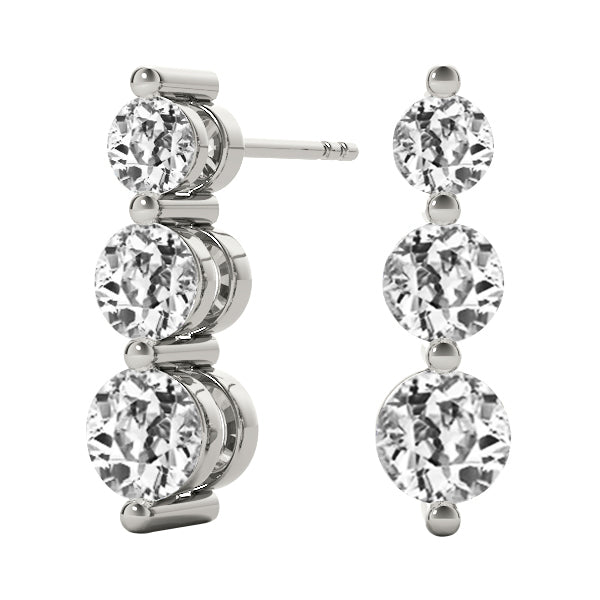Brillant Pendants d'Oreilles 1 carats Or Blanc 14 Carats – vue principale