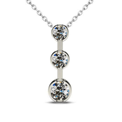 Diamant Collier Pendentif 2 carats Or 14K Blanc – vue principale