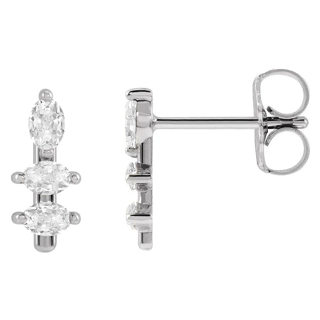 Coussin Antique Diamant bague en Or 14K Blanc – vue de face