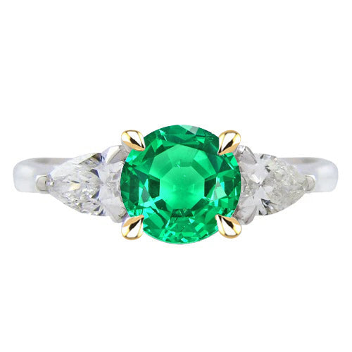 Bague Pierre Précieuse Or Bicolore 14 Carats avec Émeraude Fine – vue principale