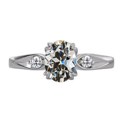 Taille Old Mine Brillant Bague Trois Pierres – 3,50 carats en Or