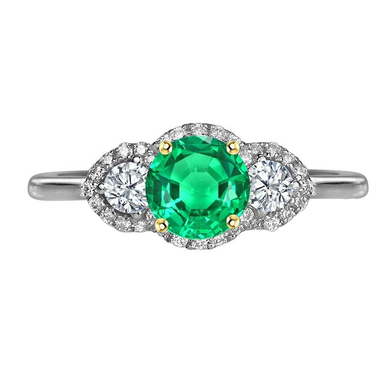 Sophistiqué Émeraude Fine Bague Pierre Précieuse 2 carats – vue principale