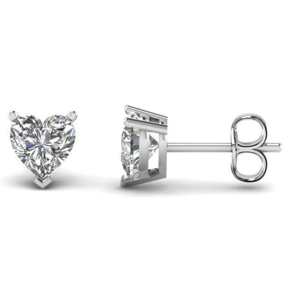 3.00 Carats Boucles D'Oreilles En Forme De Coeur Avec Clous Et Réel Diamants