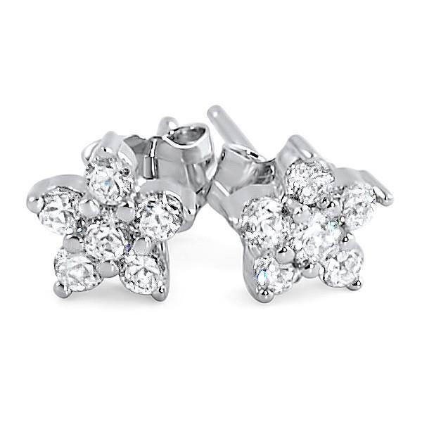 3.00 Carats Boucles D'oreilles En Naturel Diamants Etincelants Coupe Ronde En Or Blanc 14K