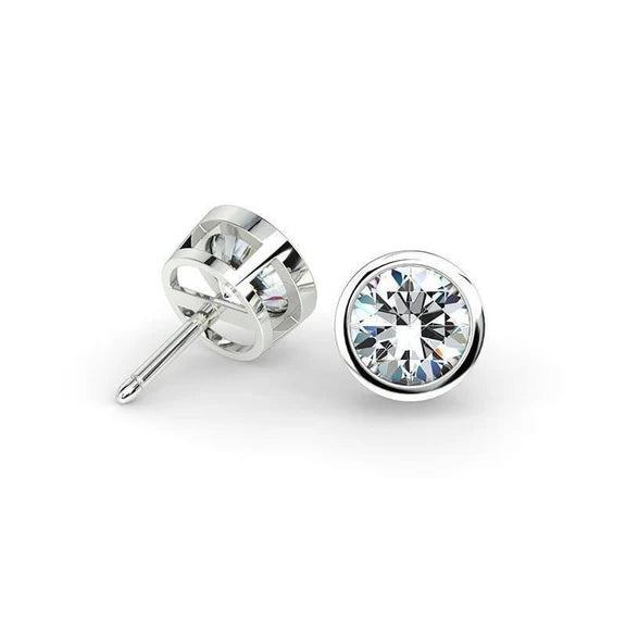 3.00 Carats Boucles d'Oreilles Dames Naturel Diamants Or Blanc 14K