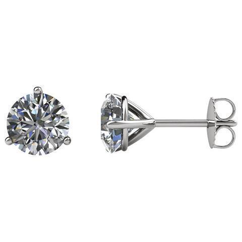 3.00 Carats Réel Diamants Boucles D'Oreilles Dames Or Blanc 14K Sertie De Griffes