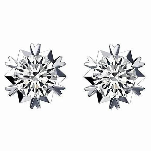 3.00 Carats Réel Diamants Boucles D'oreilles Puces En Or Blanc 14K