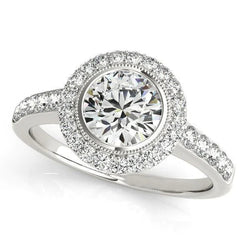 3.10 Carats Bague Halo Authentique Diamant Or Blanc 14K