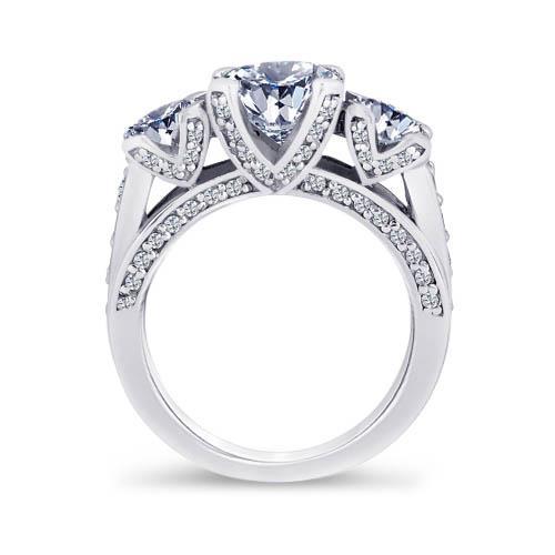 3.11 Ct Réel Diamants Bague De Mariage Trois Pierres Style Antique Or Blanc