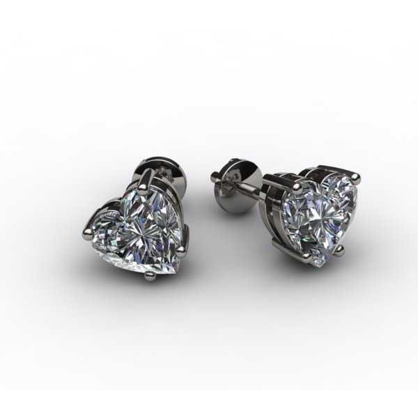 3.20 Carats En Forme De Coeur Véritable Diamant Femmes Boucles D'oreilles Or Blanc Or14K