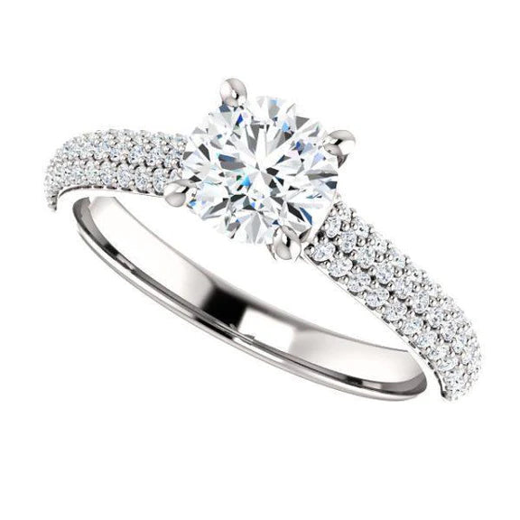 3.25 Solitaire Avec Accent Réel Diamants Bague de Fiançailles Or Blanc