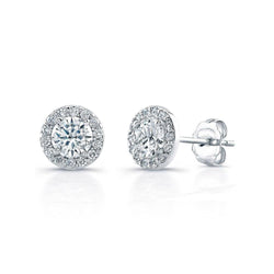 3.28 Carats De Véritable Diamants Dames Boucles D'Oreilles Halo Or Blanc 14K