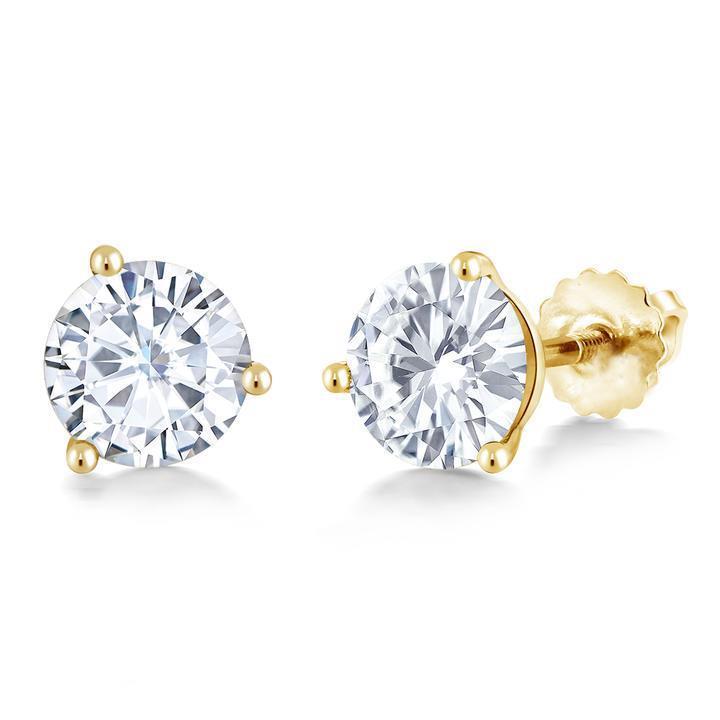 3.30 Carats. Boucles D'Oreilles Réel Diamants Dames Or Jaune 14K