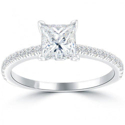 3.40 Carats Bague Princesse & Véritable Diamant Rond Avec Accents