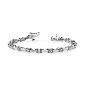 3.40 carats bracelet tennis Réel diamant rond serti de griffes en or blanc massif