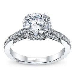 3.50 Carats Alliance Réel Diamant Halo Or Blanc