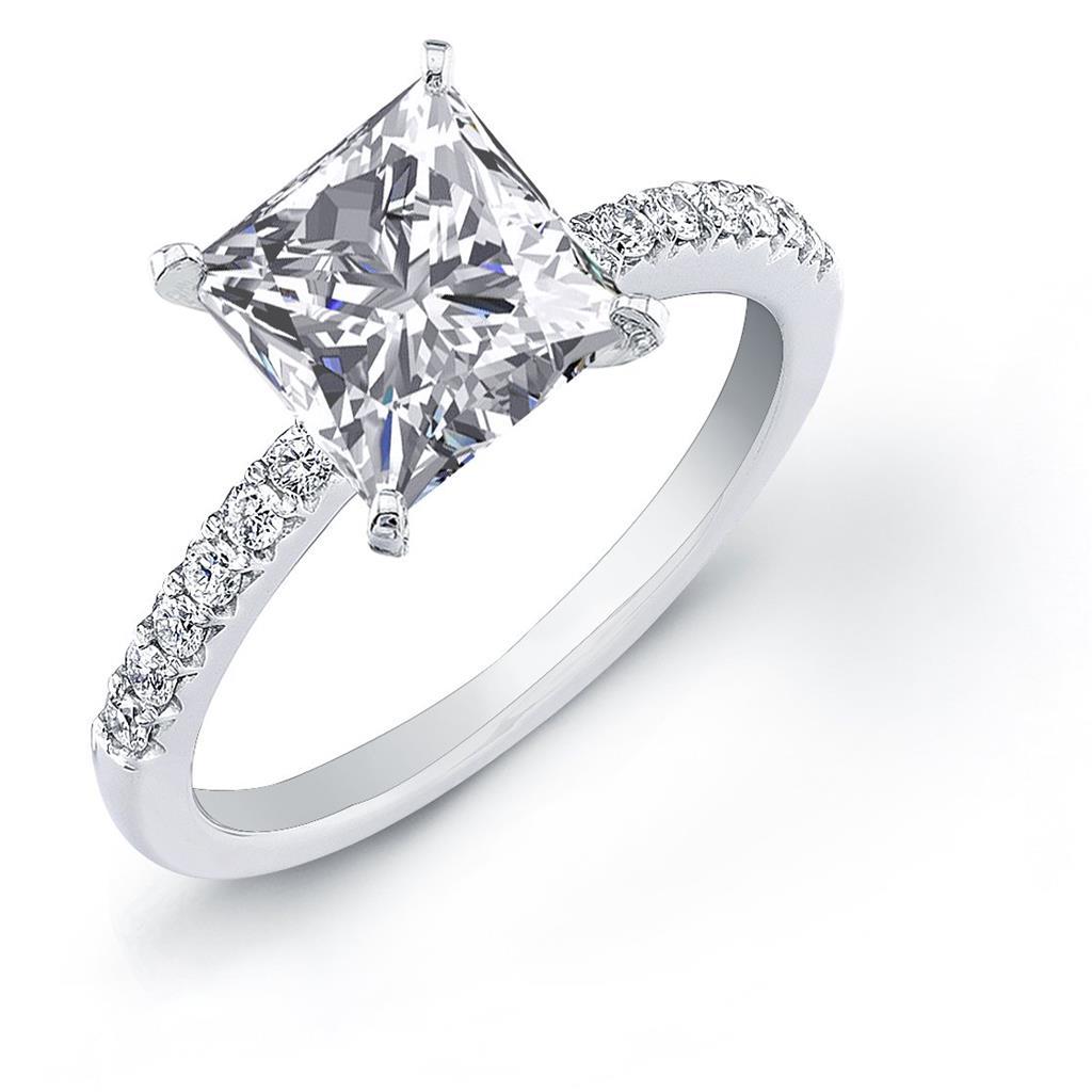 3.50 Carats Superbe Bague Princesse Et Réel Diamants Taille Ronde