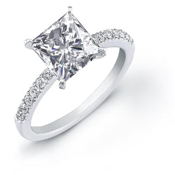 3.50 Carats Superbe Bague Princesse Et Réel Diamants Taille Ronde