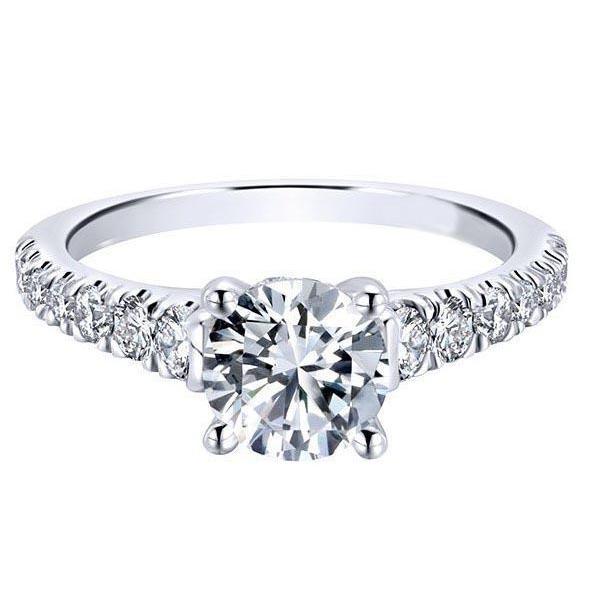 3.55 Carats Bague de Fiançailles Véritable Diamant Rond Or Blanc 14K