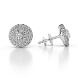 3.60 Carats Boucles D'Oreilles Rondes Véritable Diamant Brillant Dame Or Blanc 14K