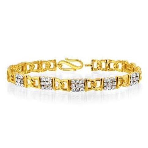 3.60 carats serti de petits Naturel diamants bracelet pour homme en or jaune 14k