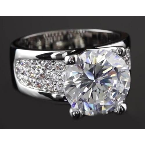 3.75 Carats Bague Anniversaire Véritable Diamant Rond Sertissage Pavé Or Blanc 14K