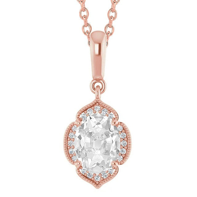 3.75 carats Réel Halo Diamond Pendentif ovale Vieux mineur Slide Flower Style