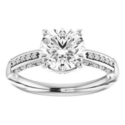 3.80 Carats Bague de Fiançailles Réel Diamant Taille Ronde Or Blanc Nouveau
