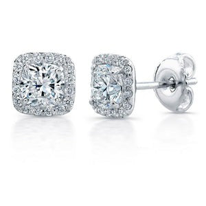 3.90 Carats Coussin Halo Réel Diamant Stud Femmes Boucle D'Oreille Bijoux En Or