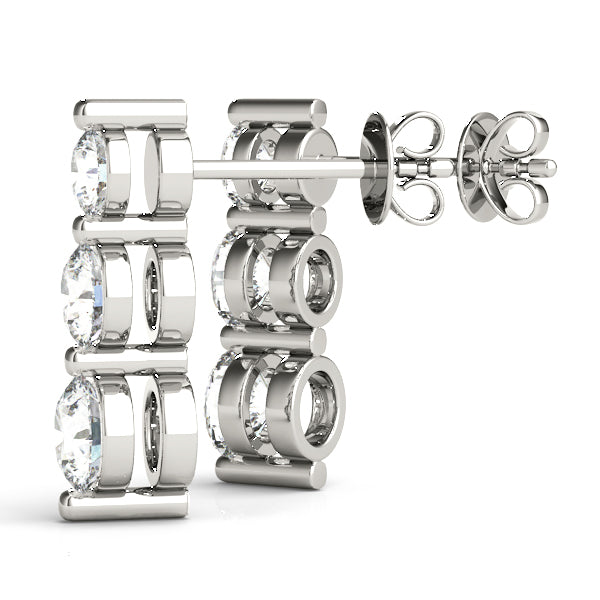 Pendants d'Oreilles Or Blanc 14 Carats avec Brillant – vue de face