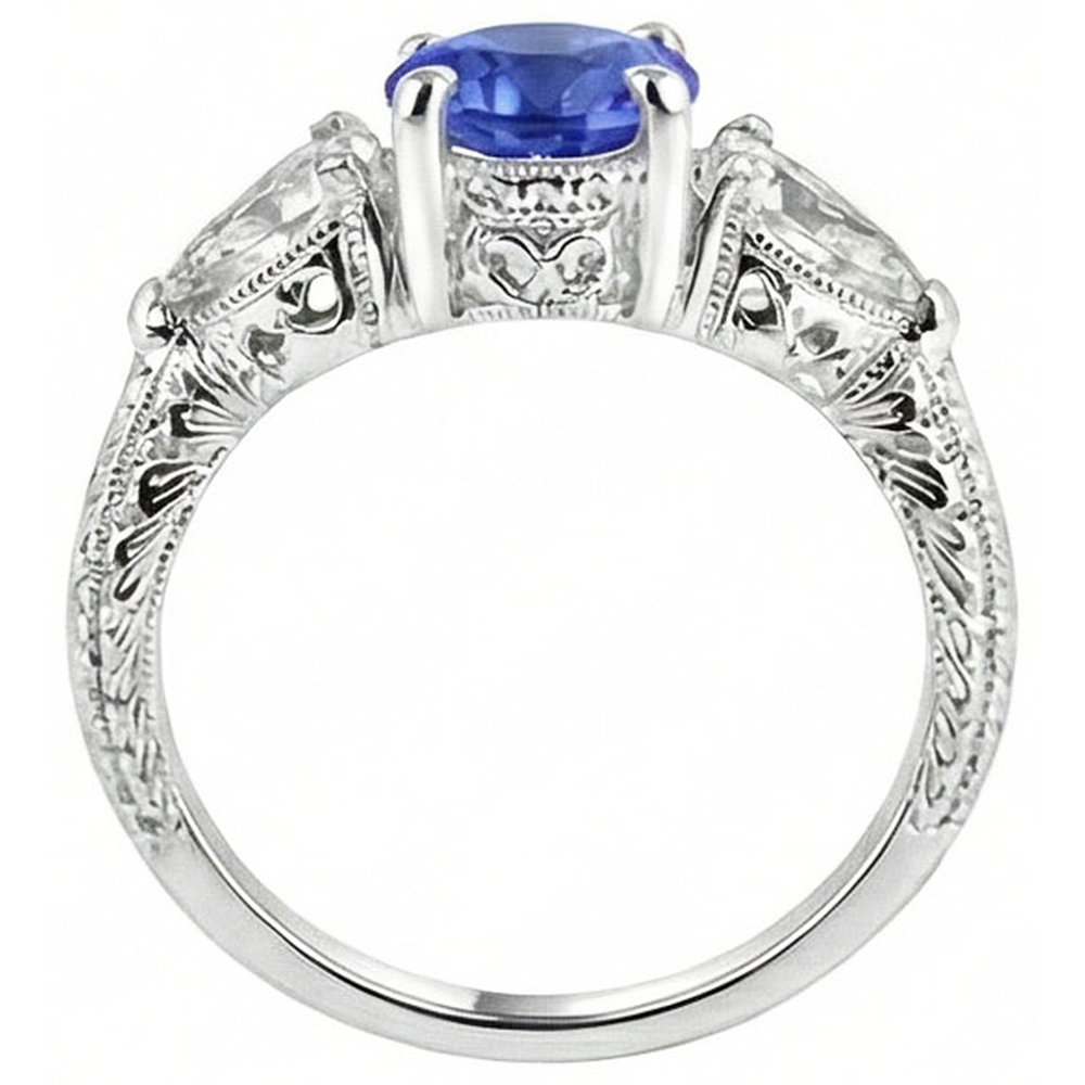 naturel trillion diamant 4.01carats alliance vue de dessus