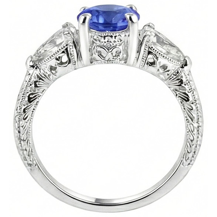 naturel trillion diamant 4.01carats alliance vue de dessus