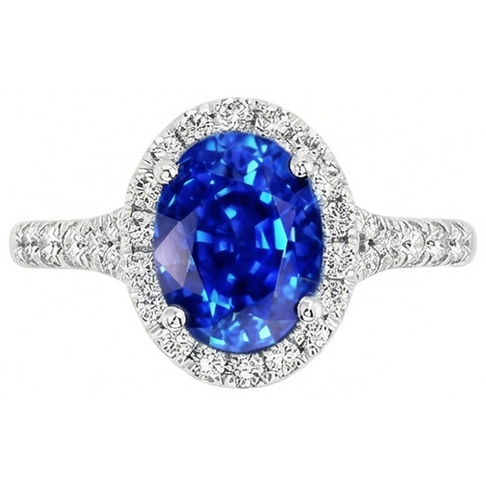 naturel oval diamant 4.10carats bague angle de côté