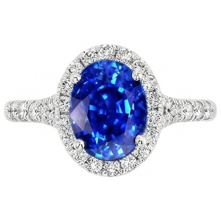 naturel oval diamant 4.10carats bague angle de côté