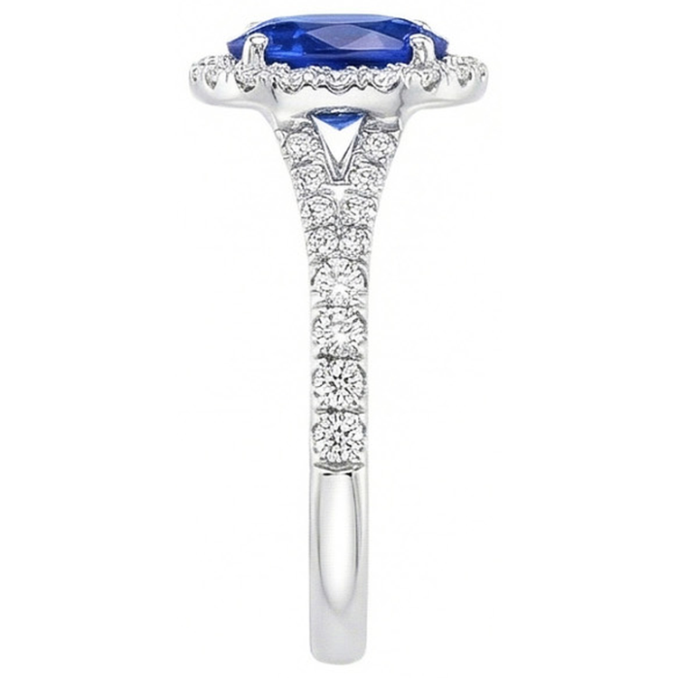 naturel oval diamant 4.10carats bague vue de profil