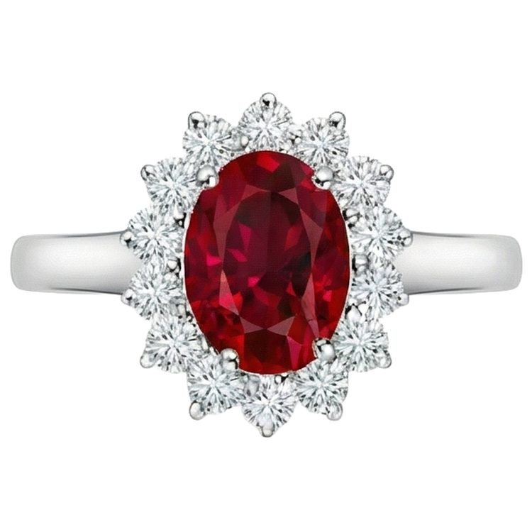 naturel oval rubis 4.25carats bague vue de face