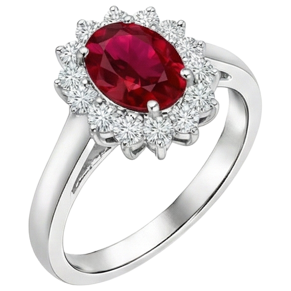 naturel oval rubis 4.25carats bague vue de dessus