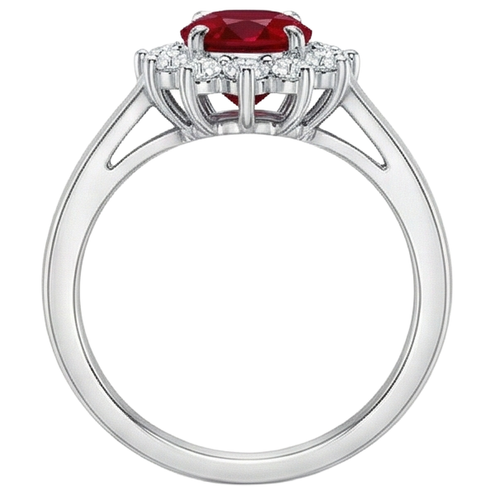 naturel oval rubis 4.25carats bague vue de profil