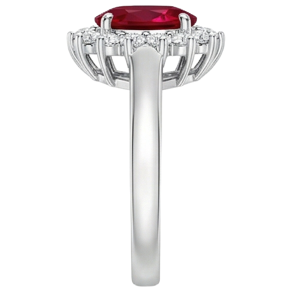 naturel oval rubis 4.25carats bague sur blanc