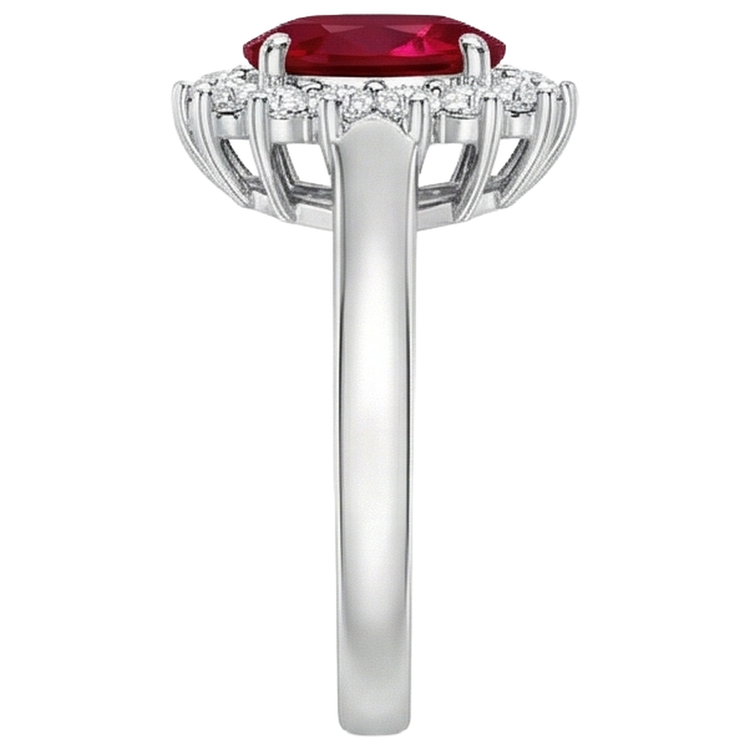 naturel oval rubis 4.25carats bague sur blanc