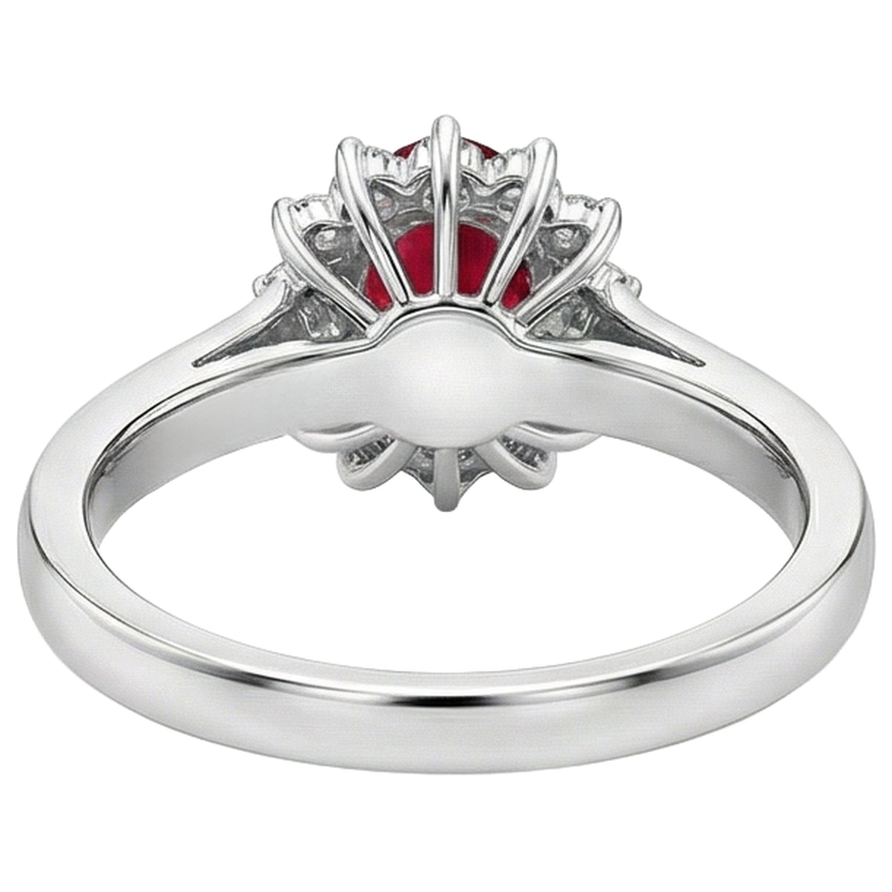 naturel oval rubis 4.25carats bague avec accents diamants