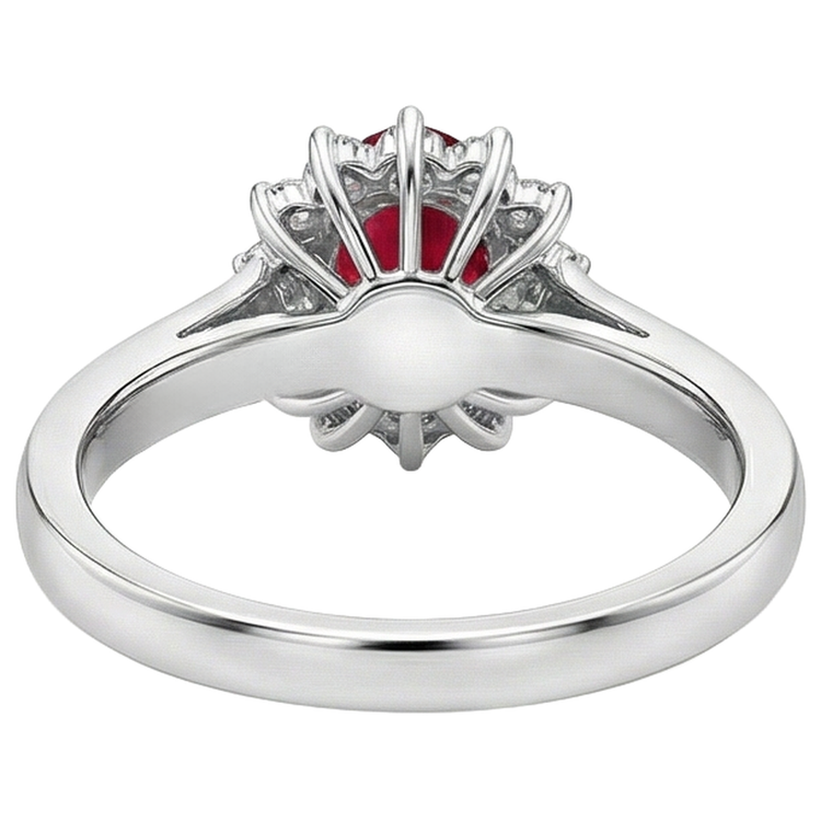 naturel oval rubis 4.25carats bague avec accents diamants