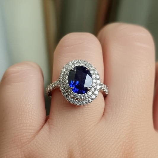 naturel oval diamant 4.25carats bague avec accents diamants