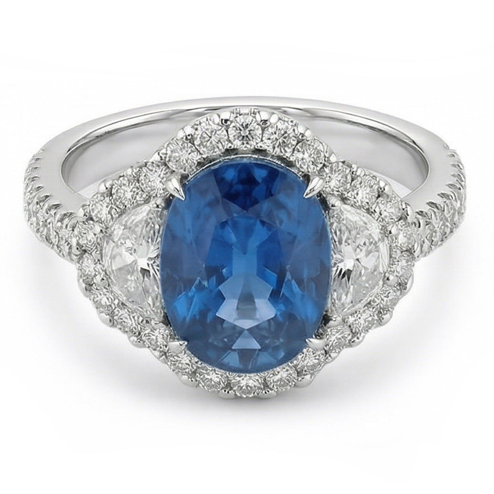 4.25 carats alliance diamant saphir bleu Sri Lanka ou blanc